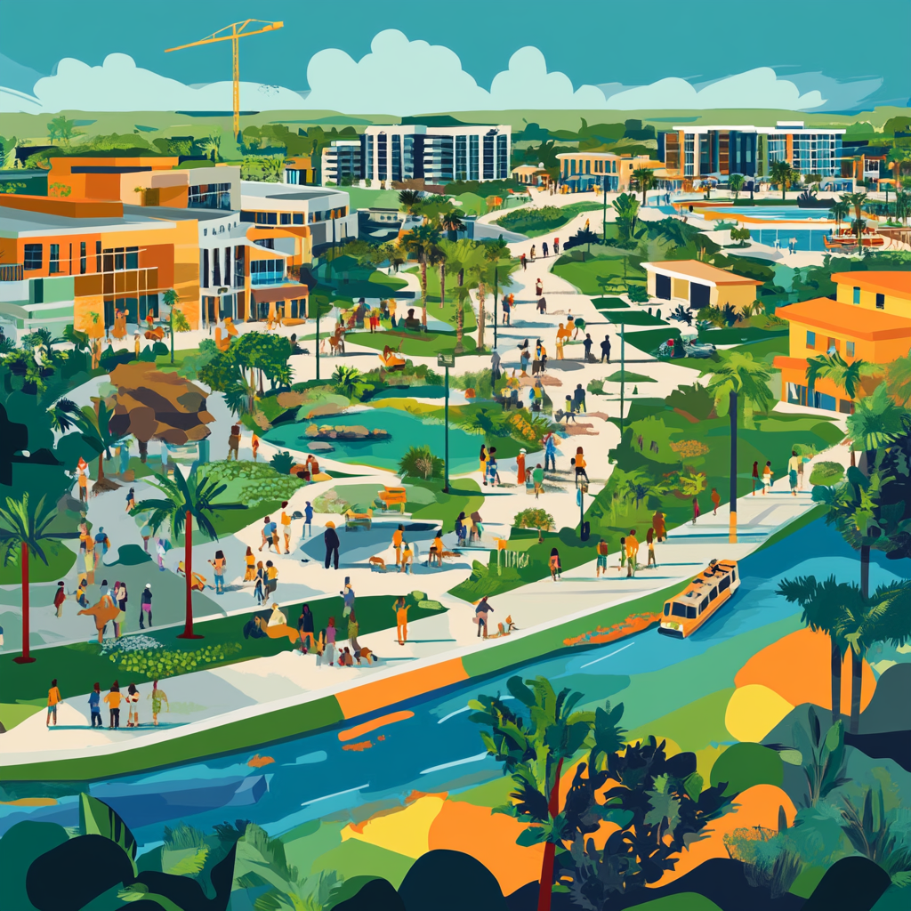 st-lucie-county-economic-and-community-growth-insights - Port St Lucie Talks Aerial view of St. Lucie County showcasing vibrant economy, community initiatives, educational growth, and environmental projects