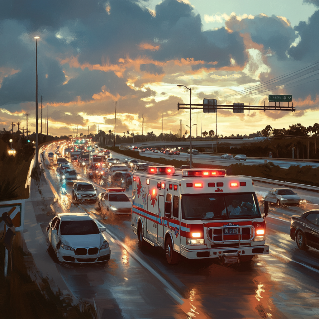 emergency-collision-on-i-95-5-hospitalized-in-port-st-lucie - Port St Lucie Talks Ambulance and SUV collision on I-95 in Port St. Lucie, Florida; five injured, including children; highway safety emphasized