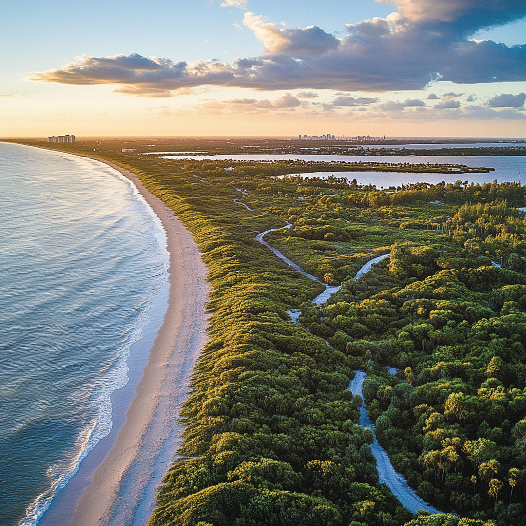 discover-vibrant-st-lucie-county-beaches-culture-growth - Port St Lucie Talks Sandy beach in St. Lucie County with clear skies, popular for sunbathing, surfing, and showcasing Florida’s scenic beauty.