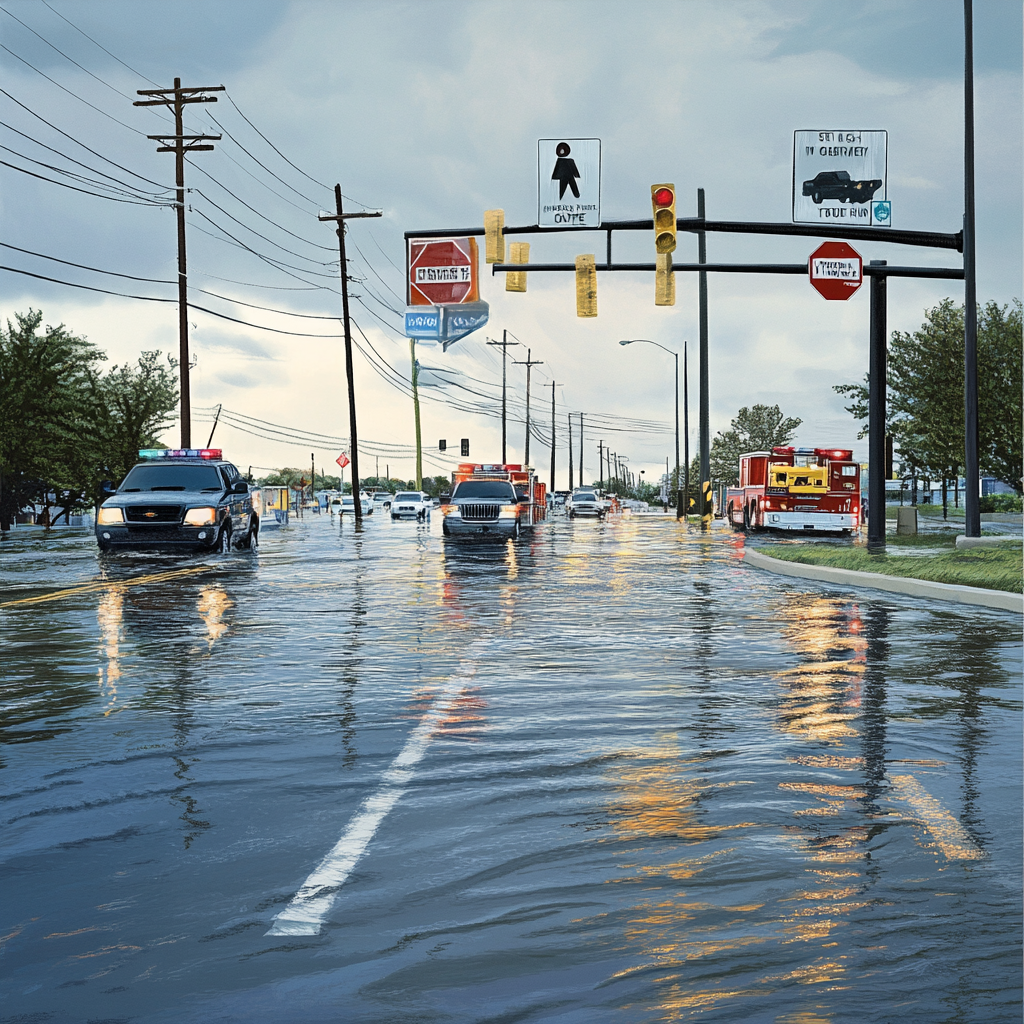 port-st-lucie-road-closure-se-green-river-pkwy-flooded - Port St Lucie Talks Flooded SE Green River Parkway at SE Charleston Drive in Port St. Lucie with road closure and traffic detour advisories