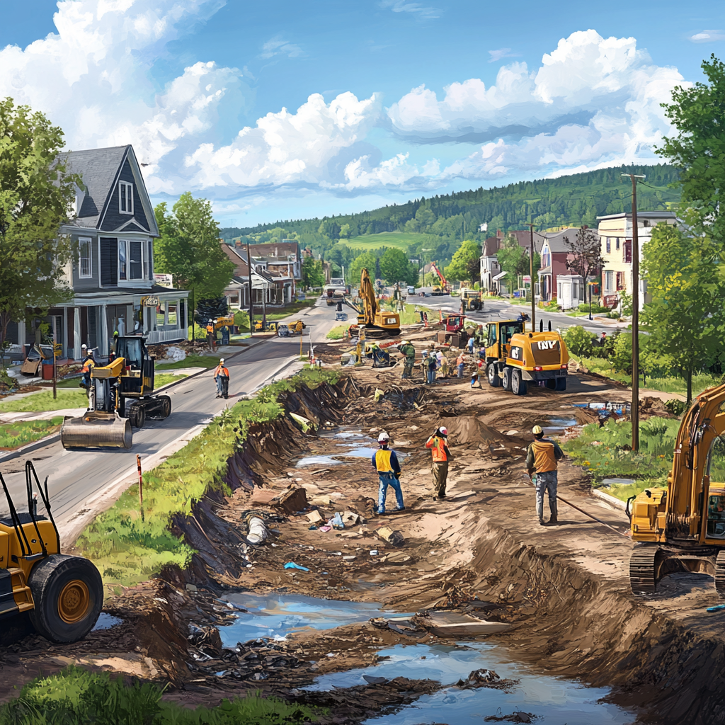 milton-floridas-resilient-ongoing-recovery-efforts - Port St Lucie Talks Image of recovery efforts in Milton, Florida, showcasing infrastructure rebuilding and community resilience.