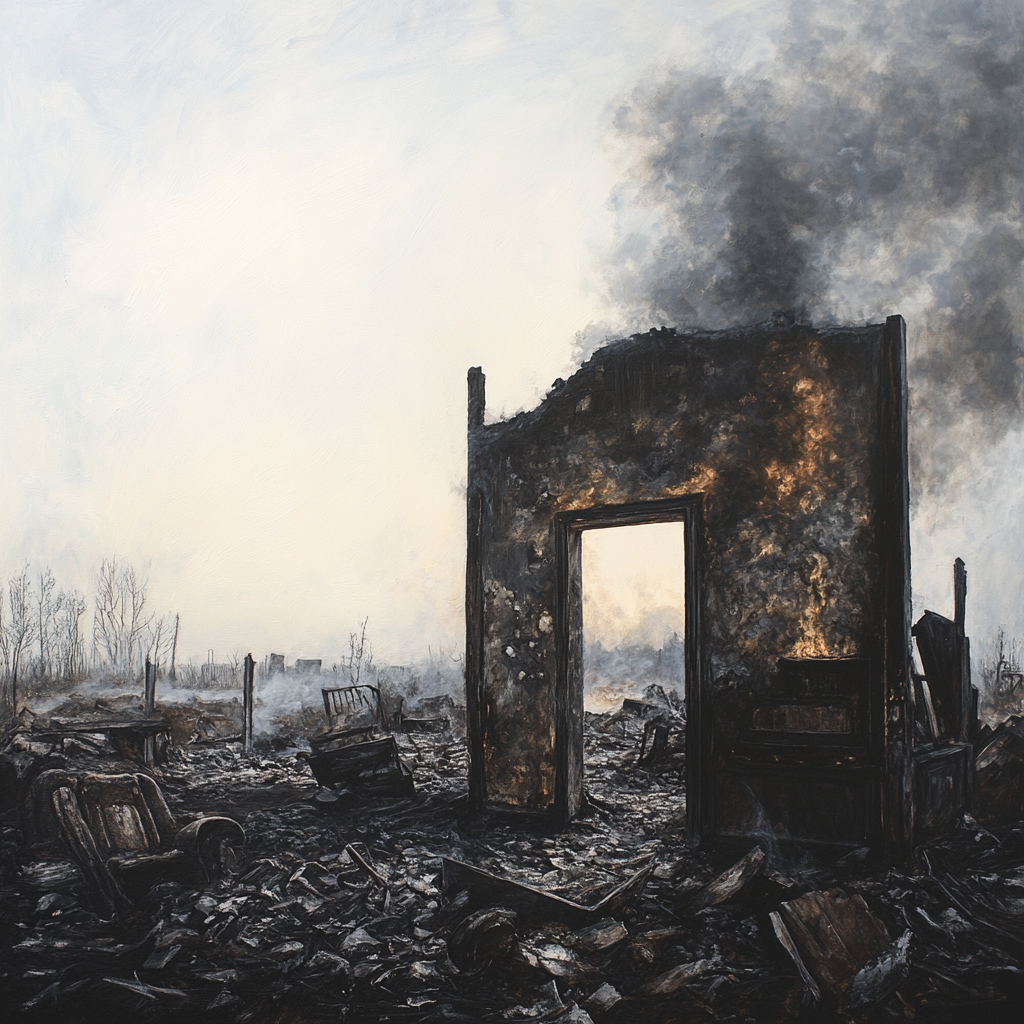 Mother and daughter embrace outside the ruins of their burned Port St. Lucie home; survival and community support highlighted