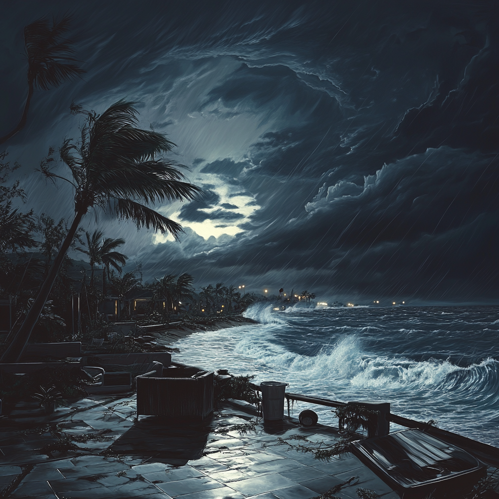 st-lucie-county-hurricane-milton-update-safety-tips - Port St Lucie Talks Image showing St. Lucie County residents preparing for Hurricane Milton with emergency kits and securing property for safety.