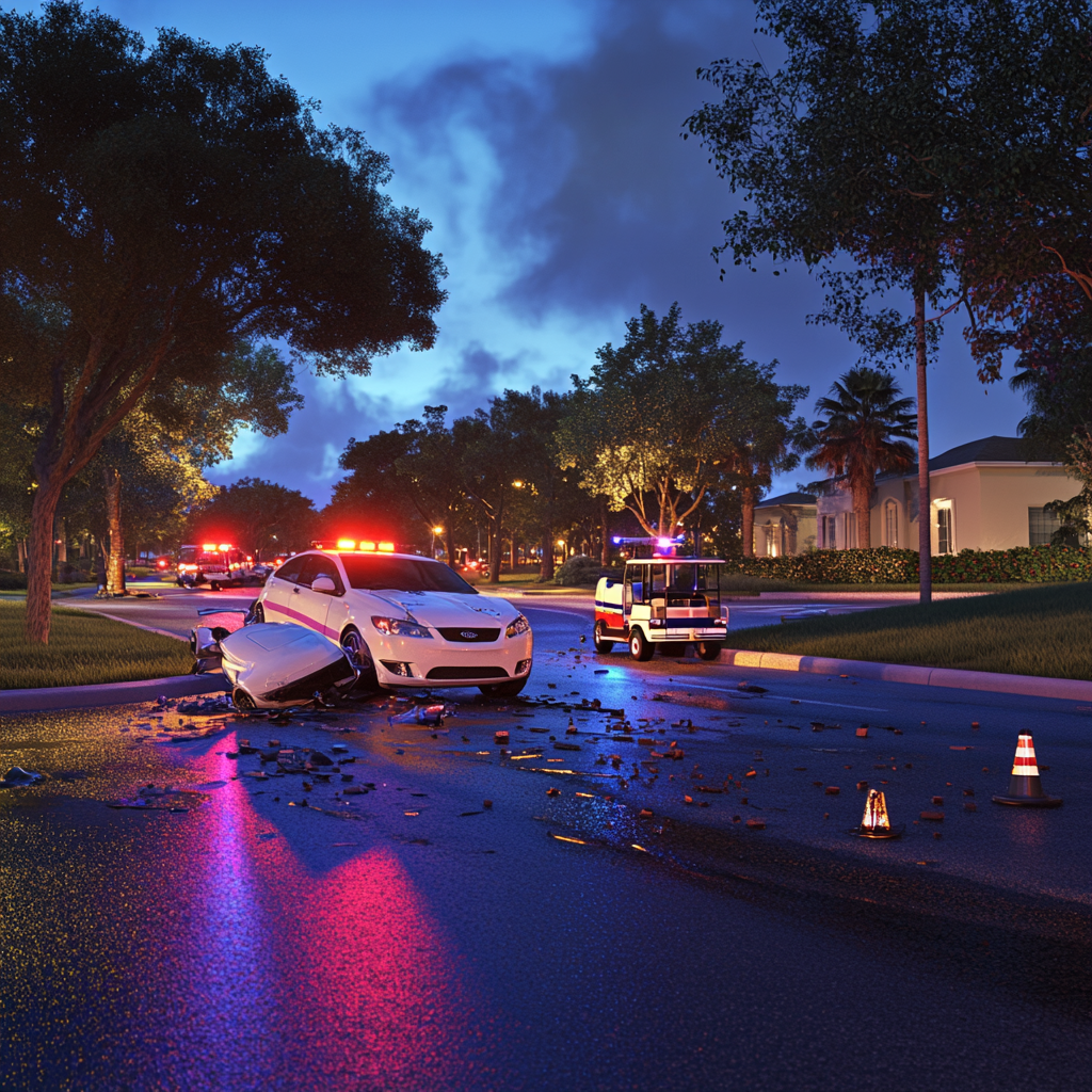 PSL car and golf cart crash at SW Town Park Avenue results in injuries, raising road safety concerns in Port St. Lucie