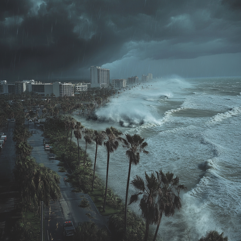hurricane-milton-hits-daytona-live-coverage-by-reynolds-wolf - Port St Lucie Talks Meteorologist Reynolds Wolf reporting live amidst Hurricane Milton's fierce winds and rain in Daytona Beach, showcasing storm's impact