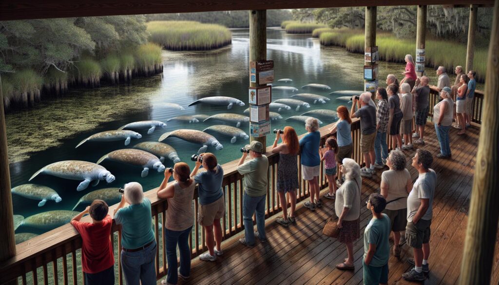 Group of Florida manatees resting in Moore's Creek near Fort Pierce