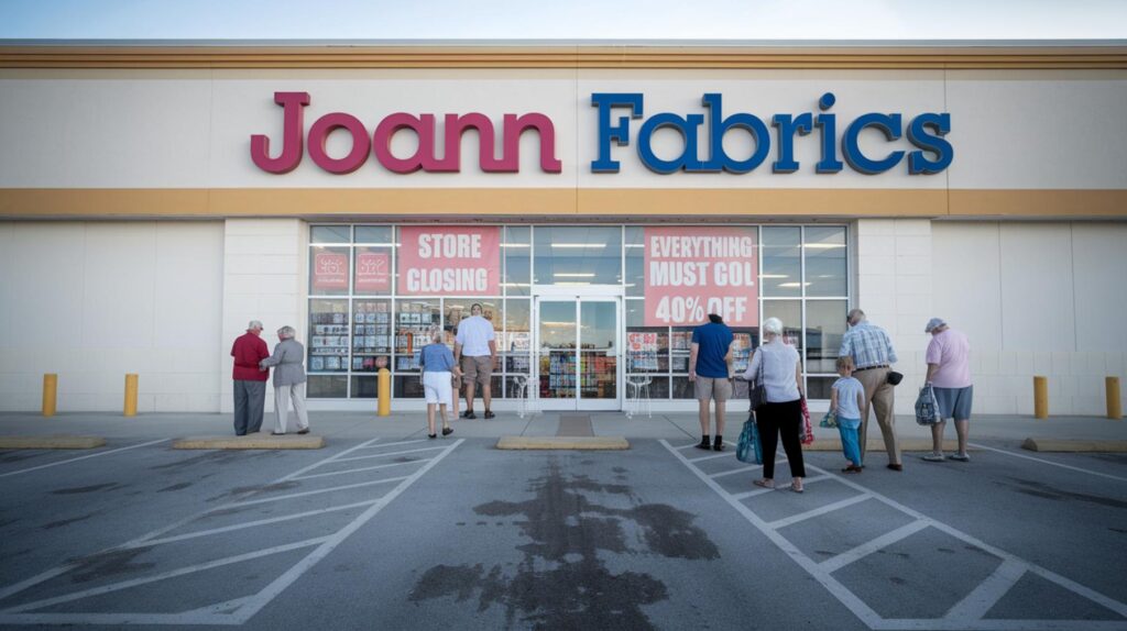 Joann's storefront in Florida with closing sale banners in Vero Beach or Jensen Beach.