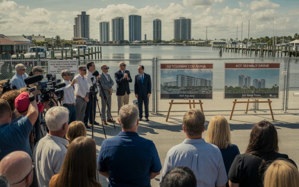 Rendering of proposed high-rise buildings at Causeway Cove Marina on South Hutchinson Island