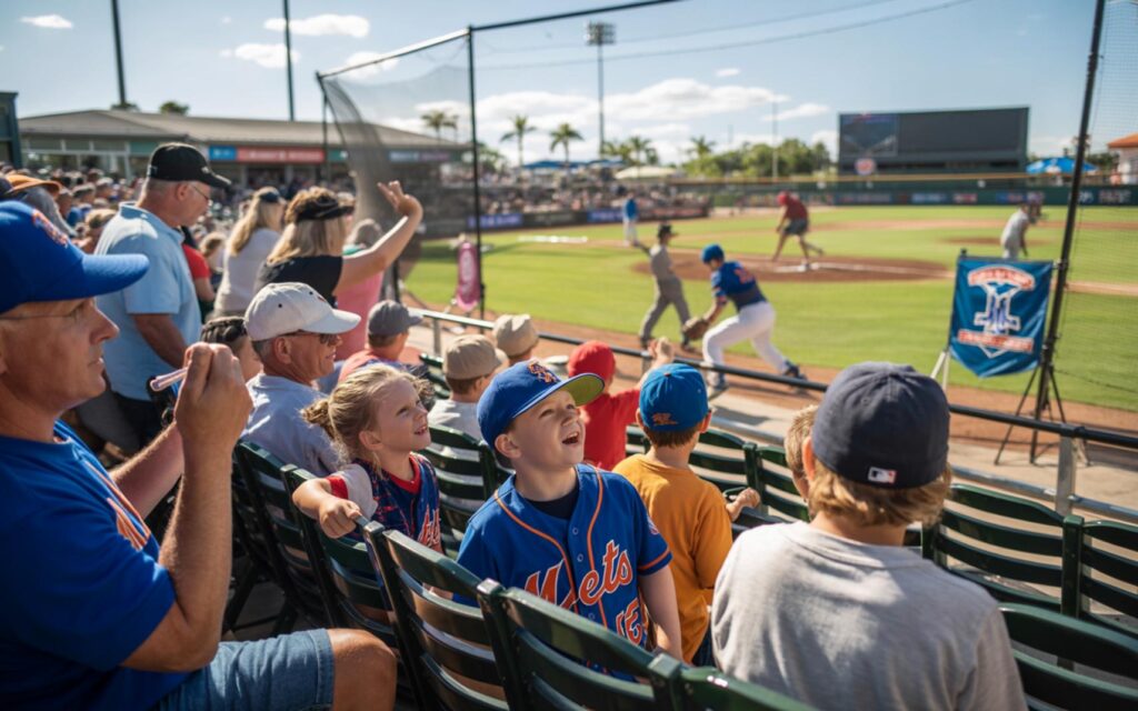 Fans watching a St Lucie Mets afternoon baseball game at Clover Park in Port St. Lucie