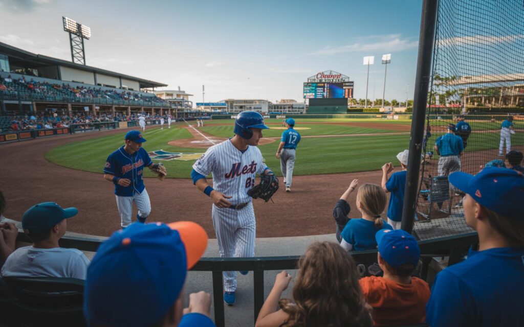 St Lucie Mets and Dunedin Blue Jays playing baseball at Clover Park stadium in Port St. Lucie