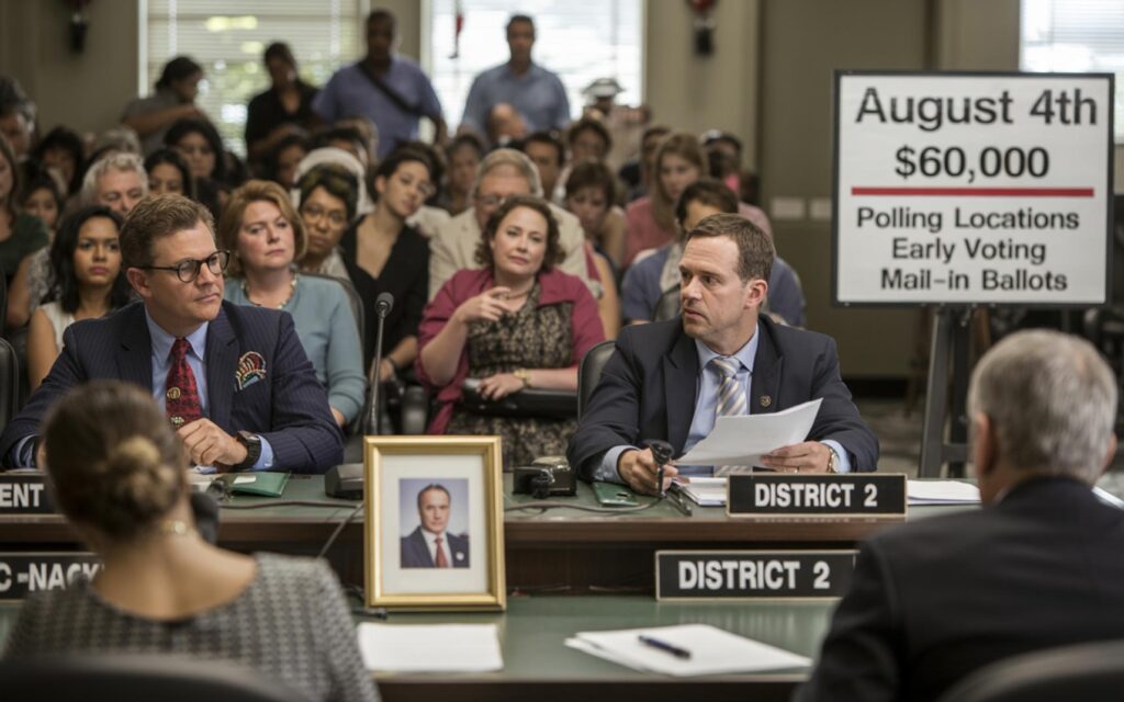 City commissioners discussing Fort Pierce District 2 special election details in a meeting.