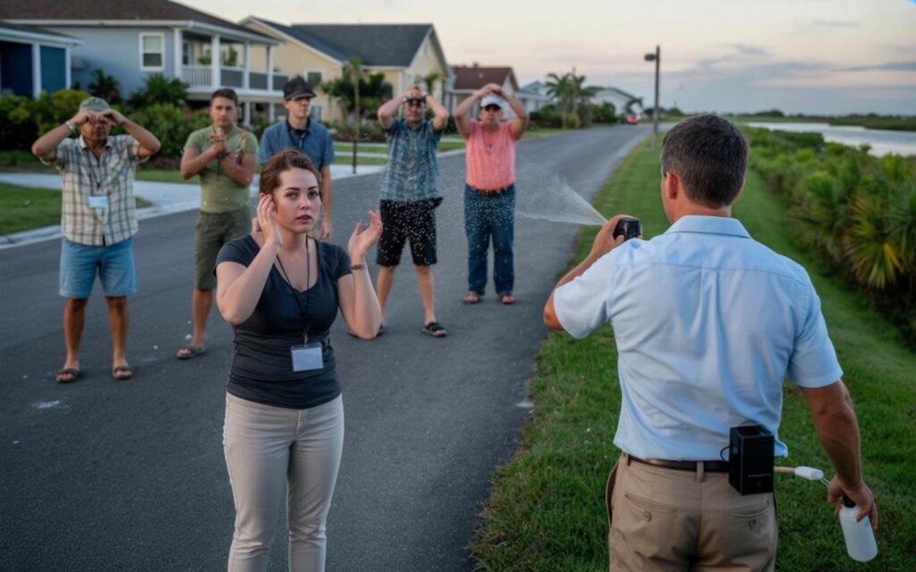 Dense swarm of saltmarsh mosquitoes near the Indian River Lagoon in St. Lucie County, Florida.