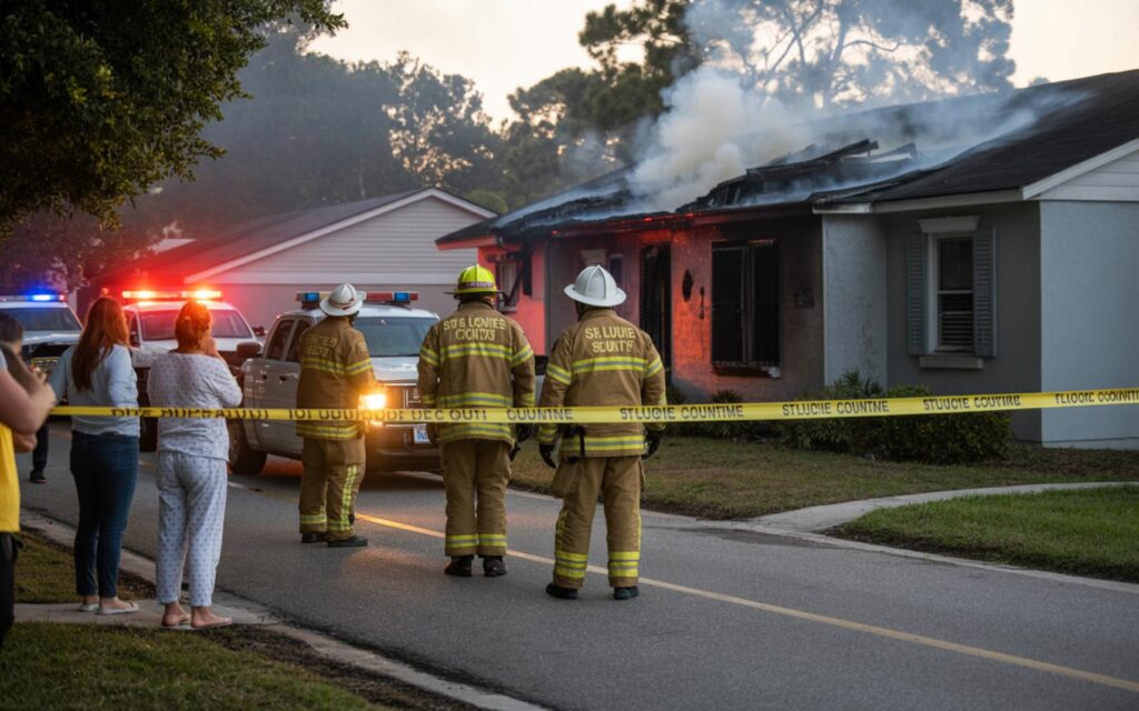 Authorities investigate fatal house fire in St Lucie County with emergency crews on site
