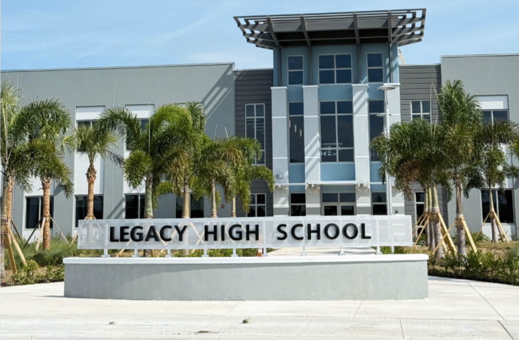 Modern Legacy High School under construction in Tradition Port St. Lucie, Florida