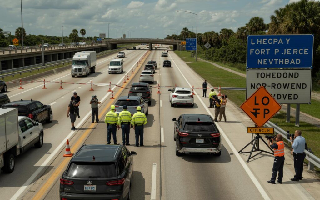 I-95 Southbound Reopens in Fort Pierce Traffic Update - Port St Lucie Talks Reopened I-95 southbound lanes in Fort Pierce with vehicles and ongoing northbound closure.