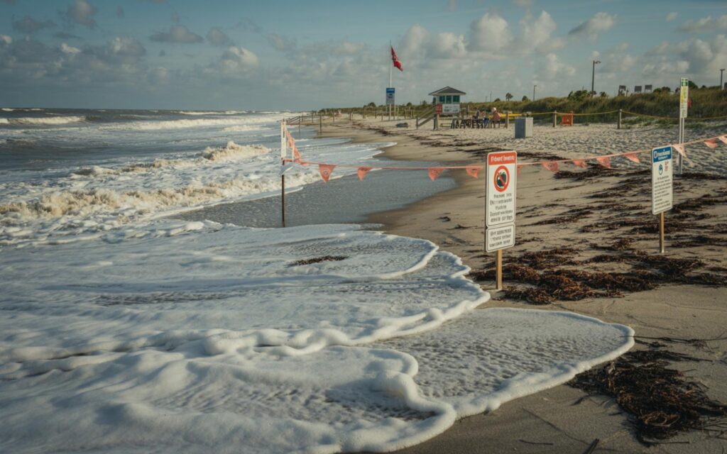 Surfers tackle large post-hurricane waves at Fort Pierce Inlet State Park in St. Lucie County.