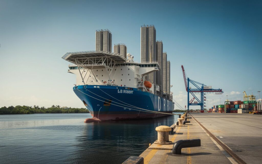 L/B Robert platform vessel docked at Fort Pierce port before Louisiana voyage
