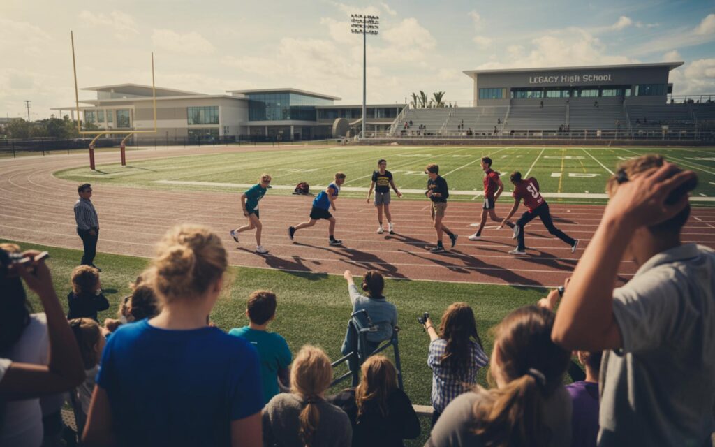 Legacy High School sports complex with football field and modern athletic amenities in Port St. Lucie