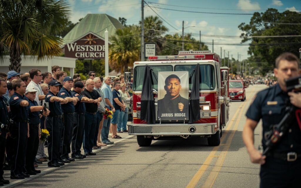 Funeral procession for firefighter Jarius Hodge in St. Lucie County, Fort Pierce