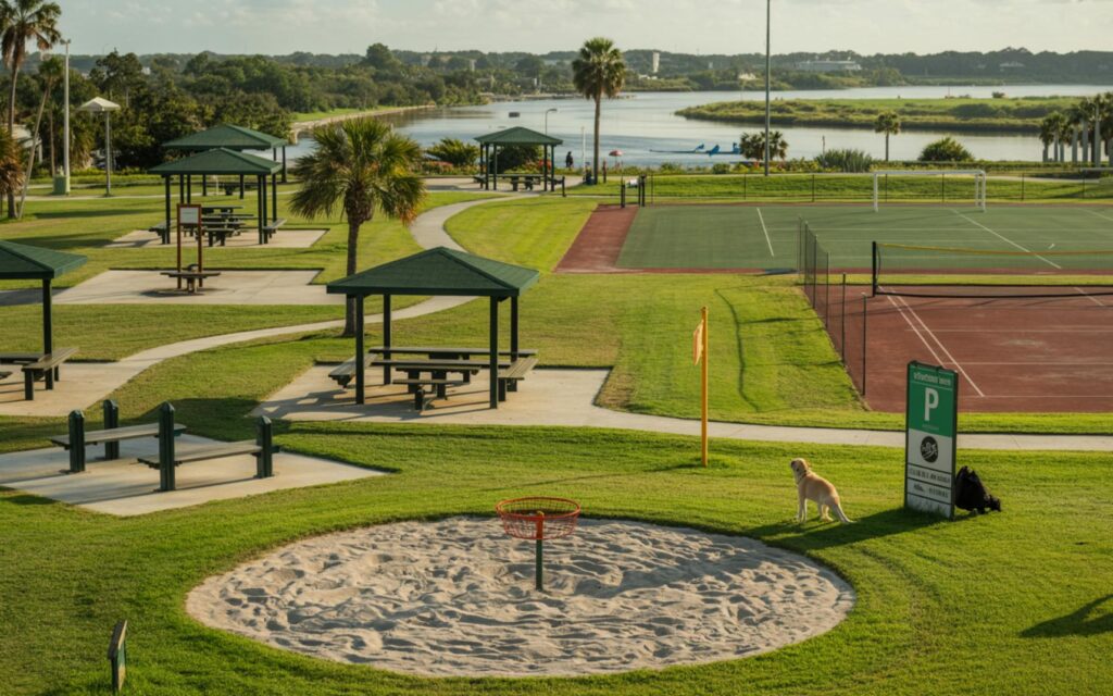 Families at Port St Lucie park enjoying playgrounds, green spaces, and walking trails