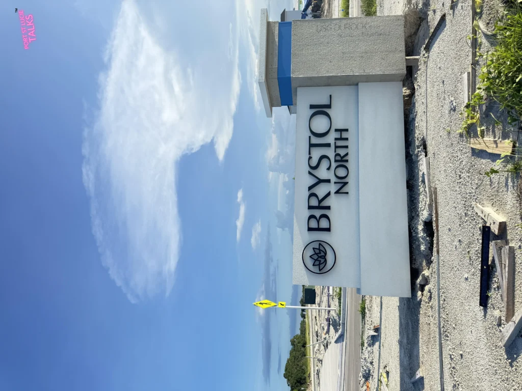Brystol North new development sign on building side in Port St. Lucie Florida