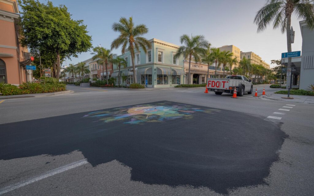 FDOT workers painting over Delray Beach Pride mural with black paint in 2025