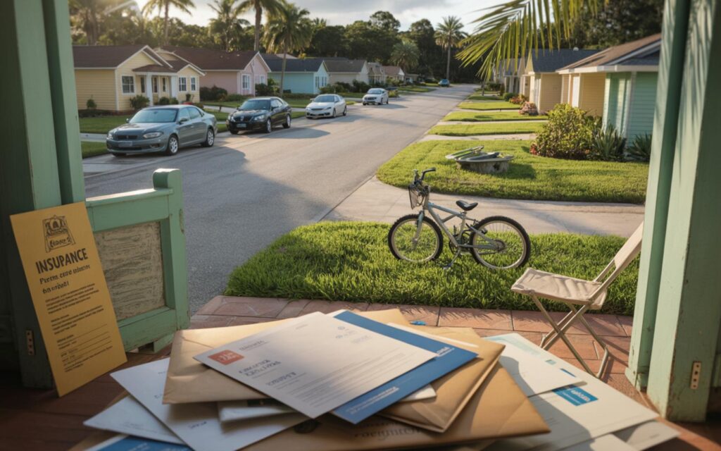 Worried Florida family reviewing health insurance papers amid tax credit uncertainty