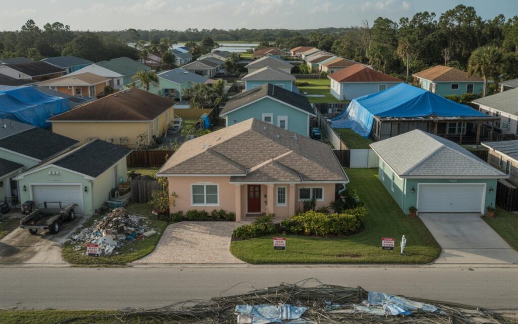 Flooded homes in Florida showing hurricane damage and insurance risks