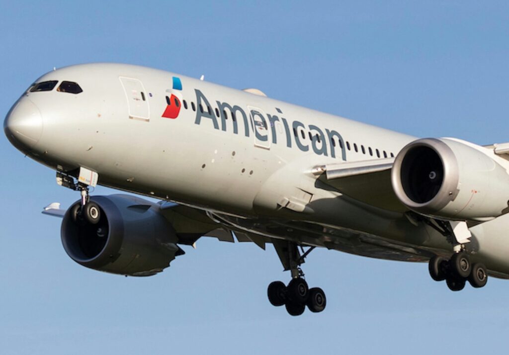 American Airlines CRJ900 jet at Vero Beach Regional Airport preparing for Charlotte flight.