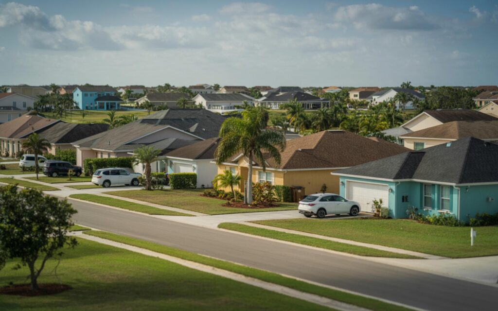 Aerial view of Port St. Lucie neighborhood showing homes affected by rising property taxes in 2025.