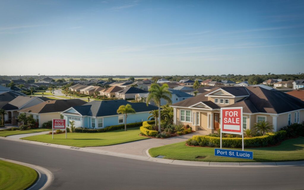 Aerial view of Port St. Lucie, Florida, highlighting real estate market ranking 2025