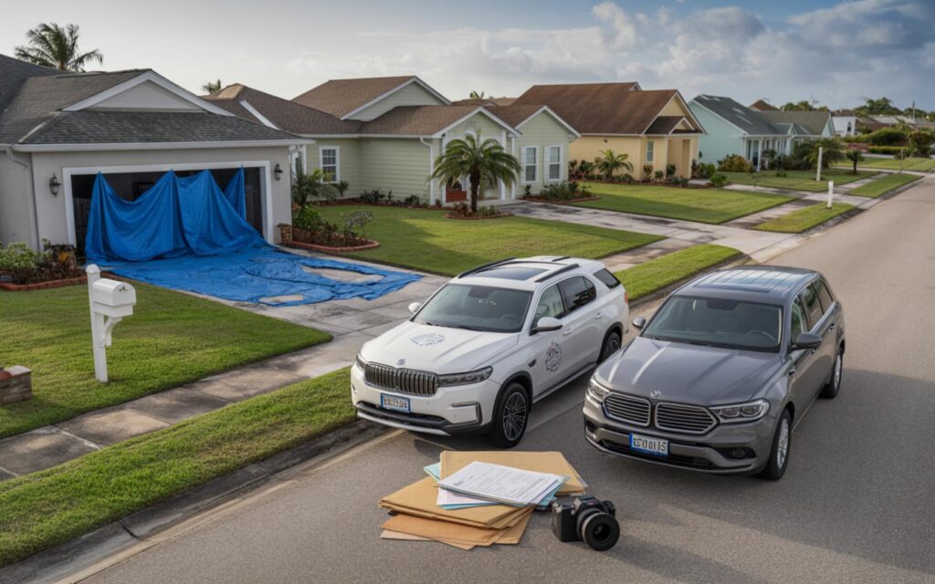 Florida homeowners reviewing insurance documents amid rising unpaid claim lawsuits