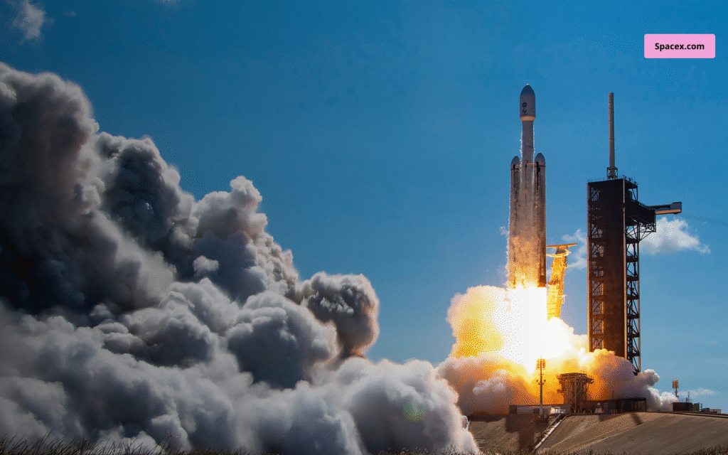 Falcon 9 rocket launching Nusantara Lima satellite at night from Cape Canaveral