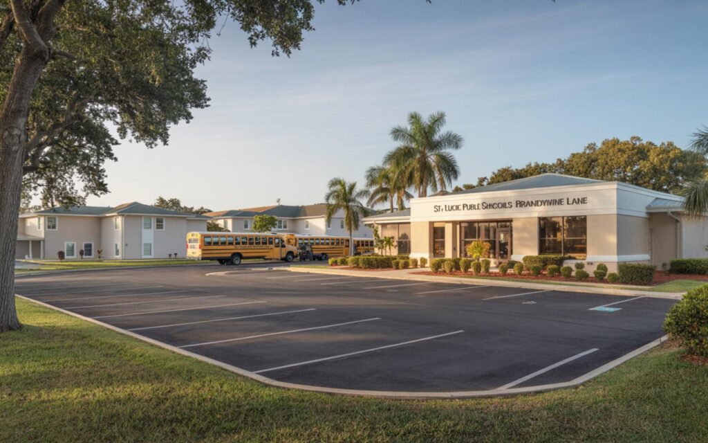 Bilingual ESOL instructor assisting diverse students in a St. Lucie County classroom