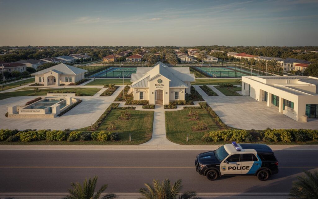 Illustration of Boca Raton government campus redevelopment showing new city hall and community facilities.