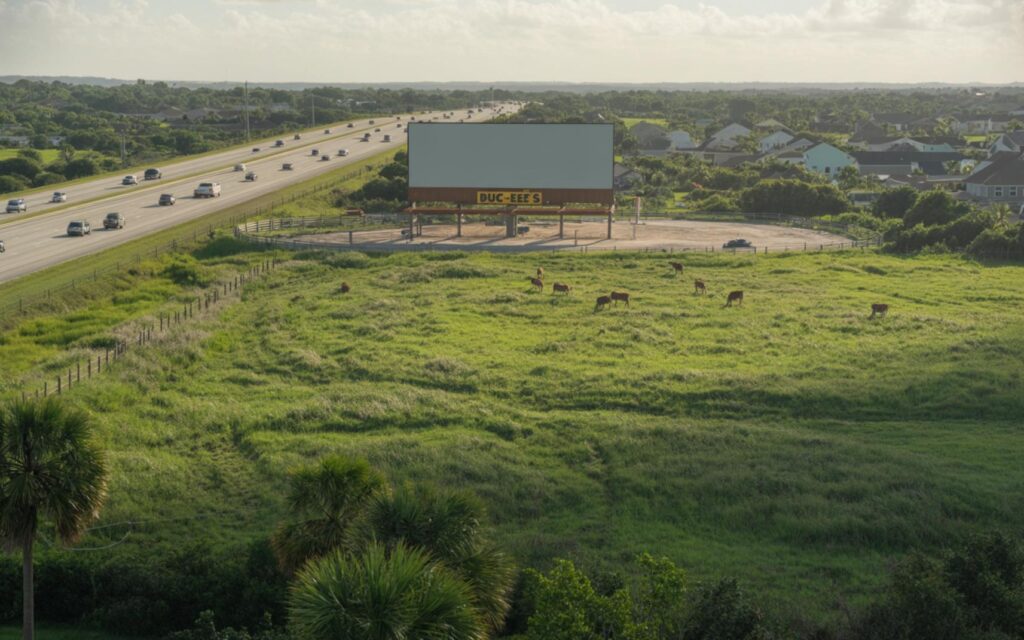 Buc-ee's billboard with cartoon beaver near Indrio Road on I-95 in Fort Pierce, Florida