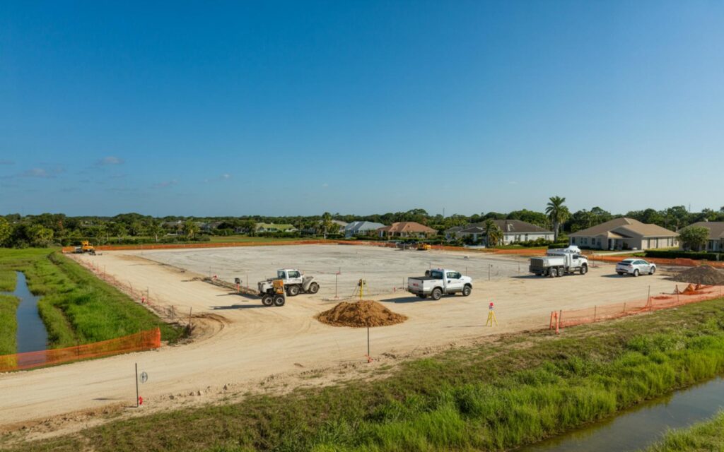 Aerial rendering of planned Sentinel Grove Data Center in rural St. Lucie County, Florida.