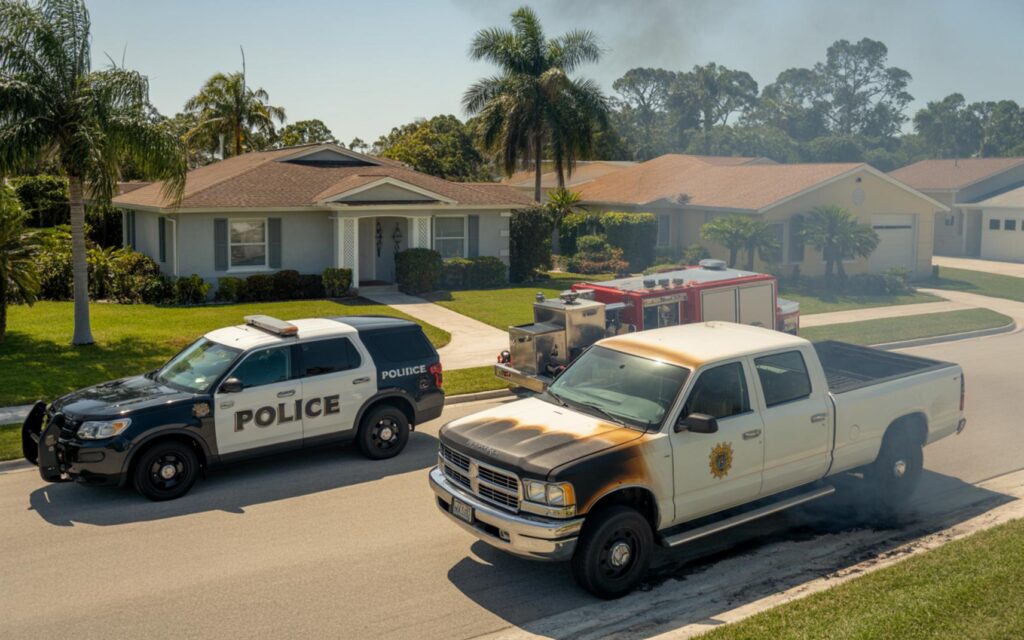 Riviera Beach Officer Rescues Family From Truck Fire - Port St Lucie Talks Riviera Beach police officer alerts sleeping family as truck burns outside home