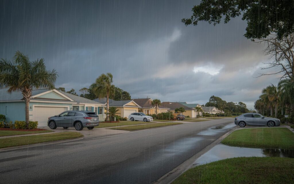 Satellite image of Tropical Storm Melissa approaching Jamaica, potential hurricane risk in Caribbean region.