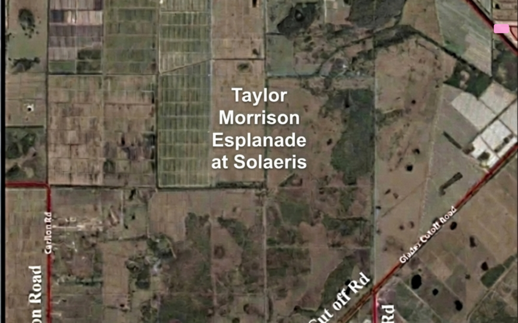 Aerial view of Esplanade at Solaeris golf course community in St Lucie County Florida