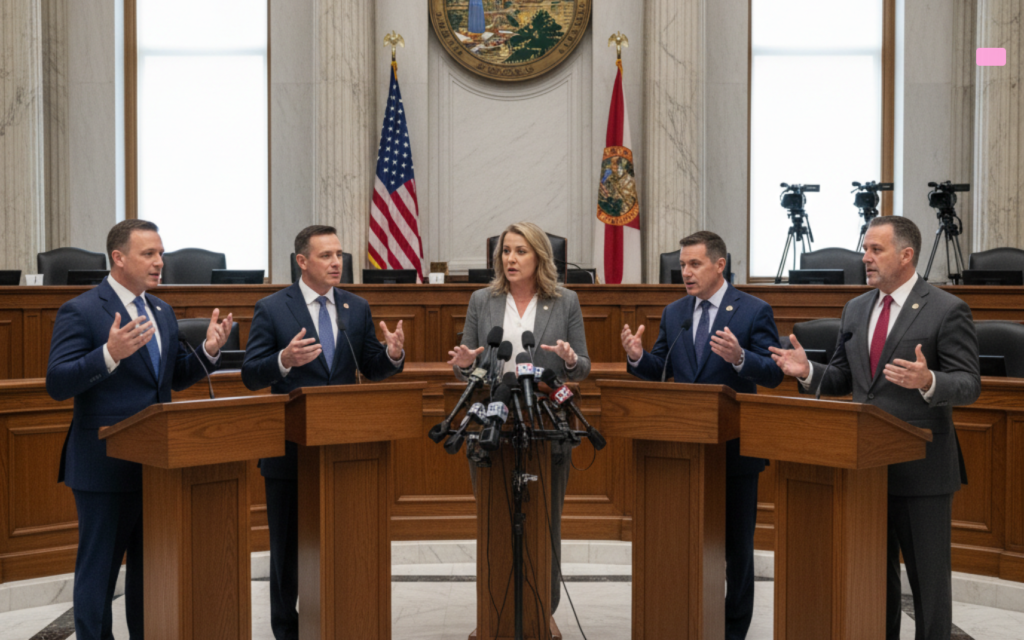 Florida State Capitol building during heated property tax elimination discussions in 2026