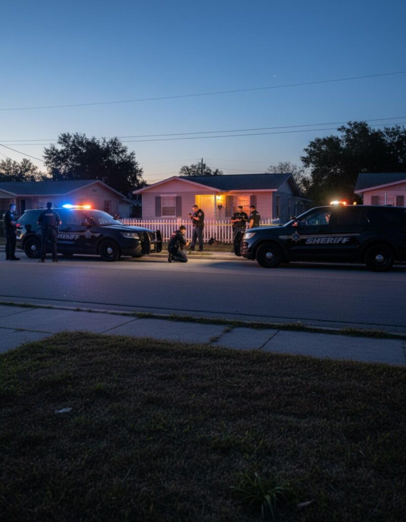 Detectives at a crime scene in St. Lucie County investigating a fatal shooting incident