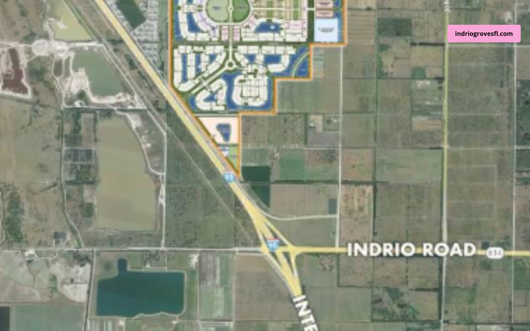 Aerial shot of 1027 acre Indrio Groves development site in north St Lucie County