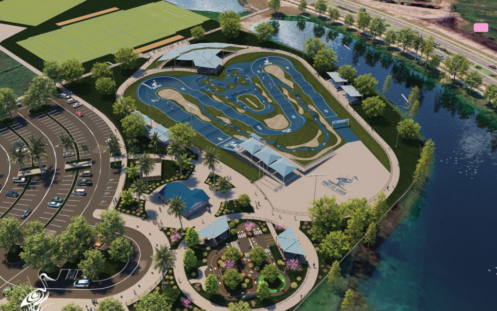 Construction of Port St Lucie BMX track at Tradition Regional Park with ridescape in progress