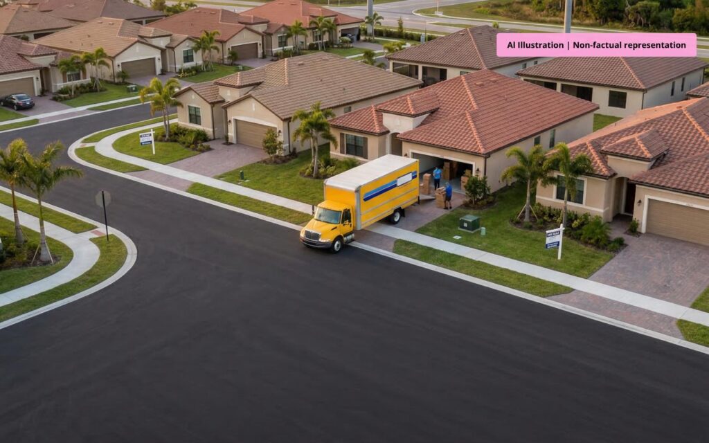 Map showing Port St. Lucie 34987 as the top U.S. zip code for incoming moves in 2025