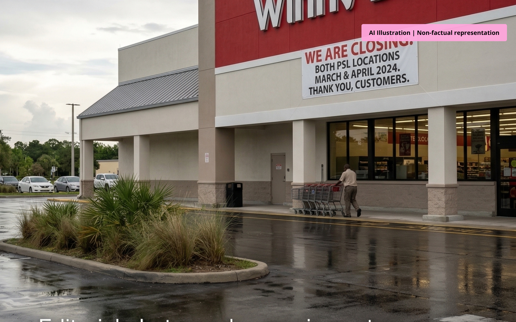 Winn Dixie storefront in Port St Lucie closing in March and April 2024