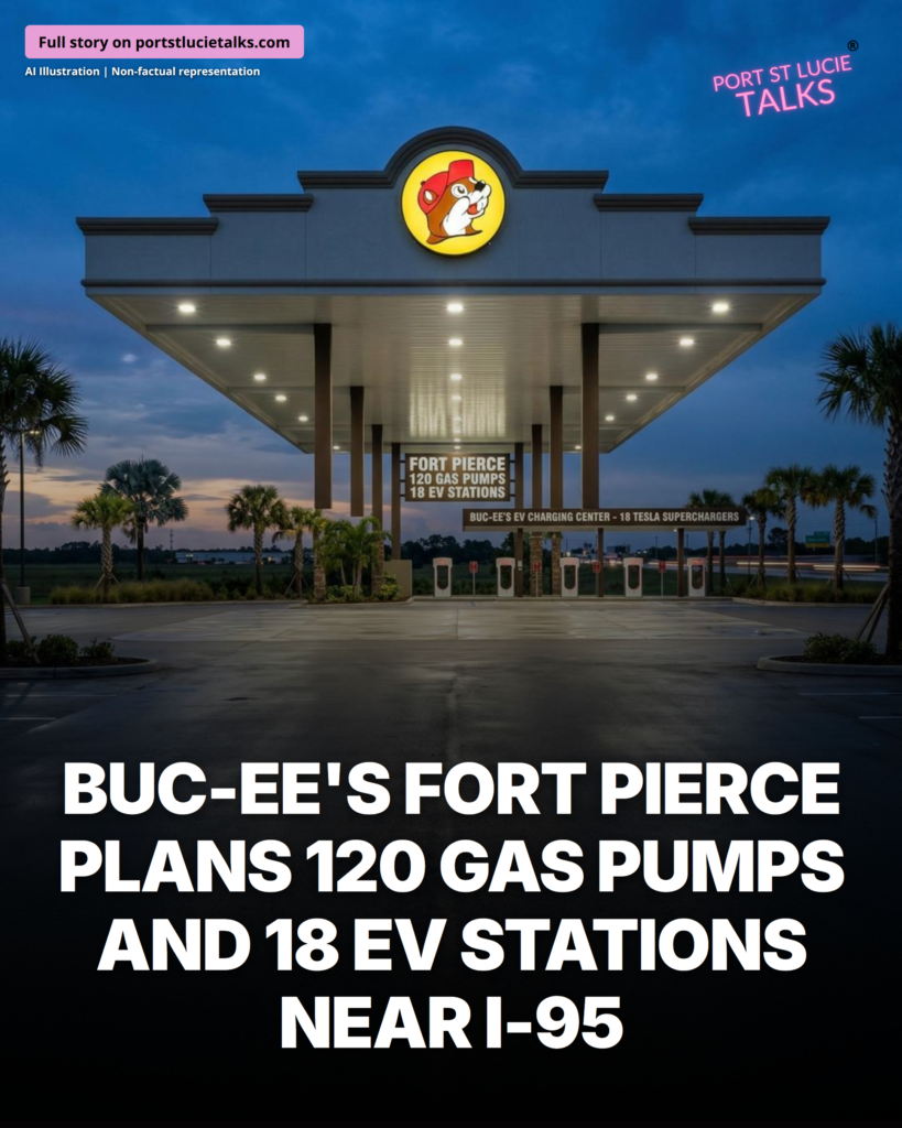 Bucees Fort Pierce with 120 gas pumps and 18 EV charging stations near I95
