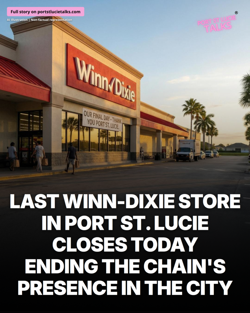 Exterior of Winn Dixie supermarket in Port St Lucie on its final day open